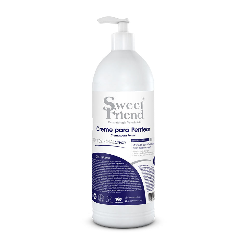 Creme para Pentear Sweet Friend Professional Clean - Morango com Champagne - Cães - 1L