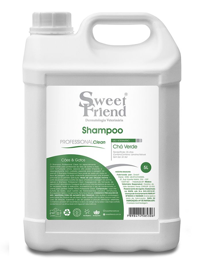 Shampoo Sweet Friend Professional Clean - Chá Verde - Cães e Gatos - 5L