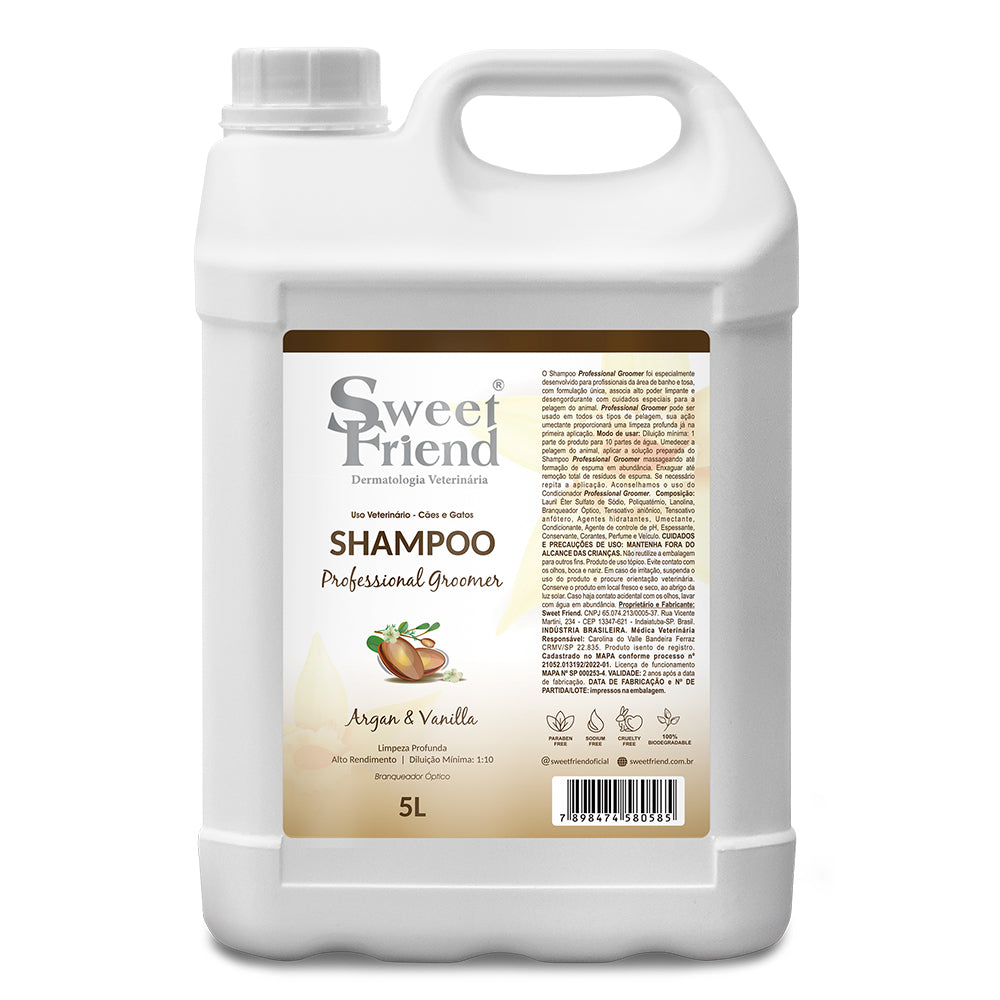 Shampoo Sweet Friend Professional Groomer - Argan e Vanilla - Cães e Gatos - 5L
