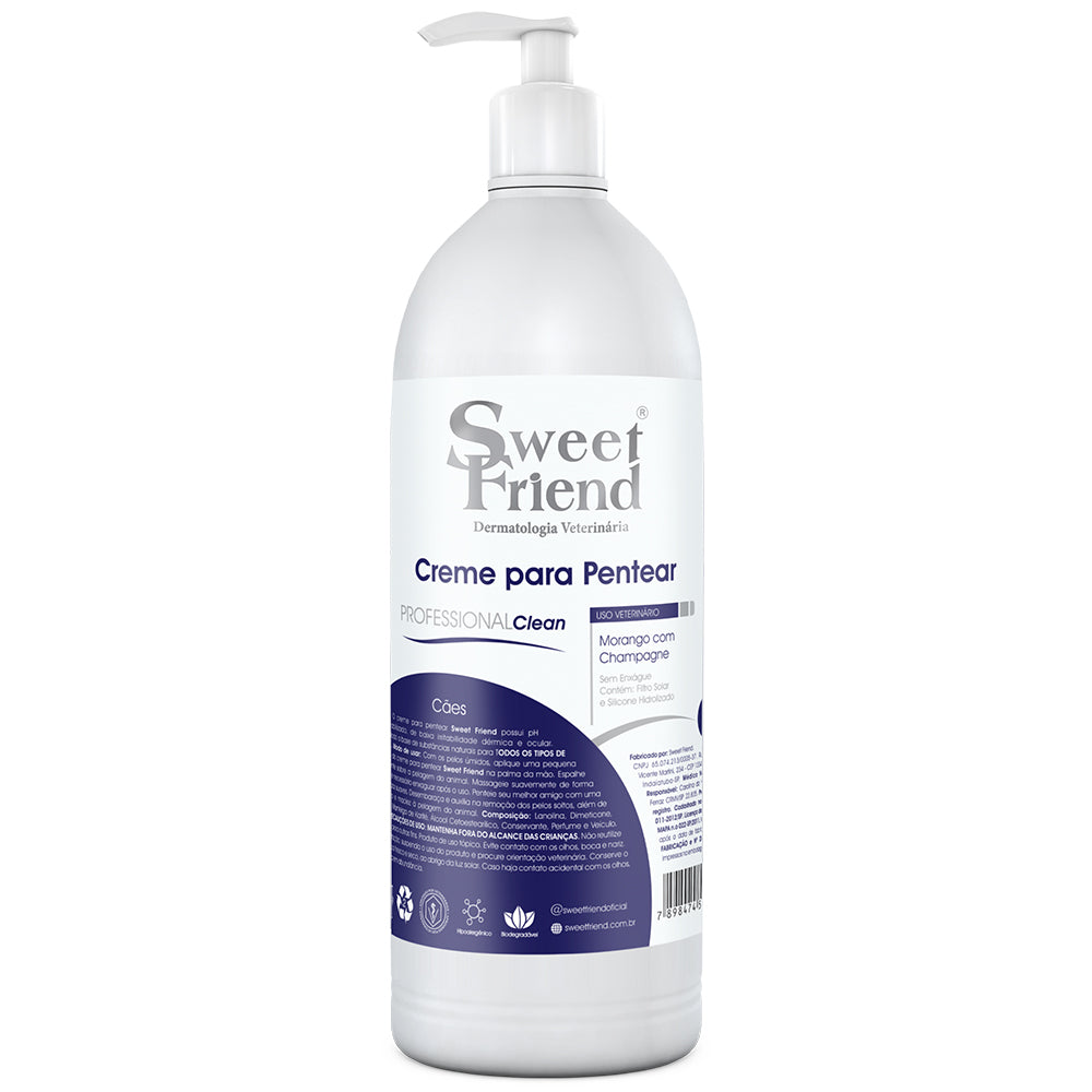 Creme para Pentear Sweet Friend Professional Clean - Morango com Champagne - Cães - 1L