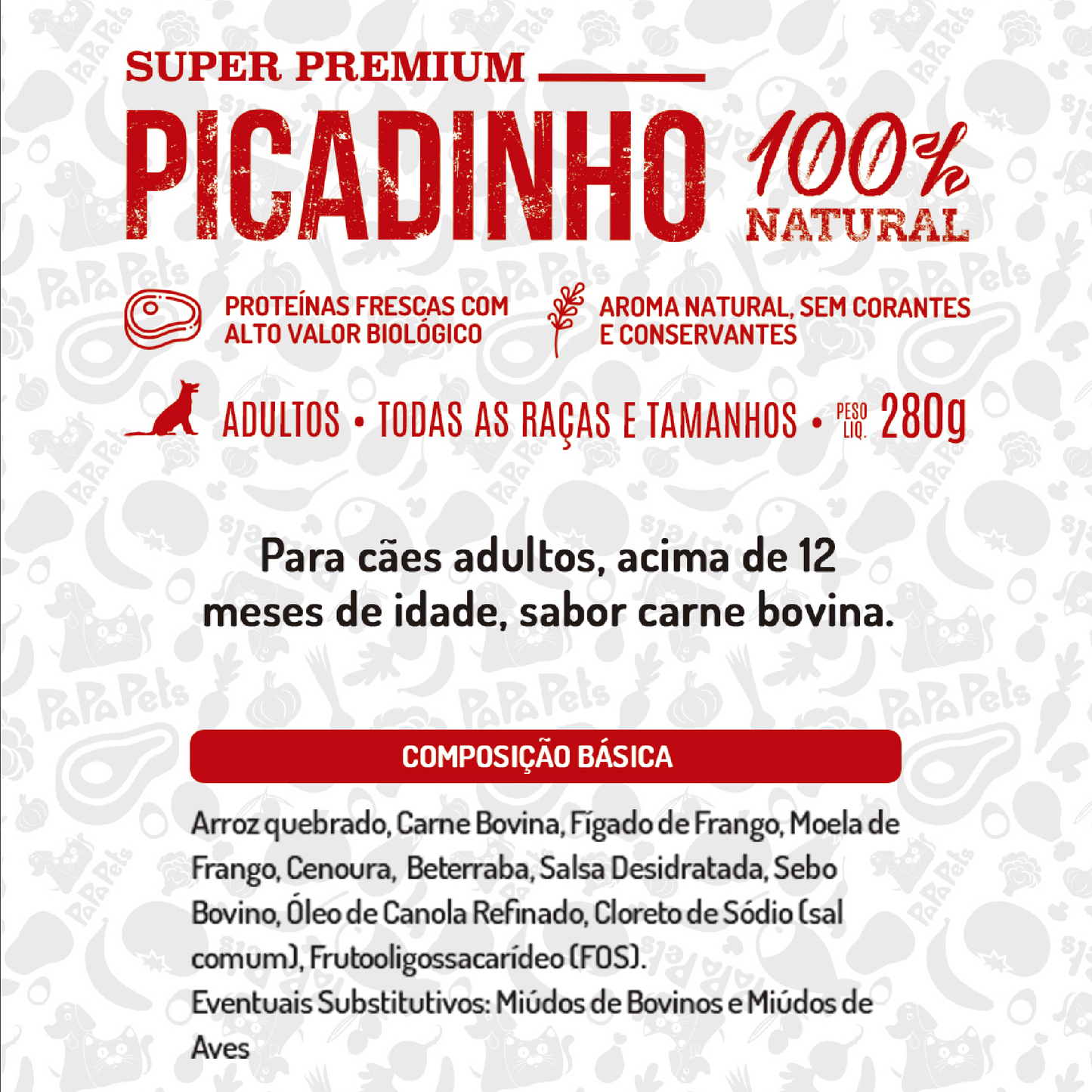 Papapets Picadinho - Lata 280g