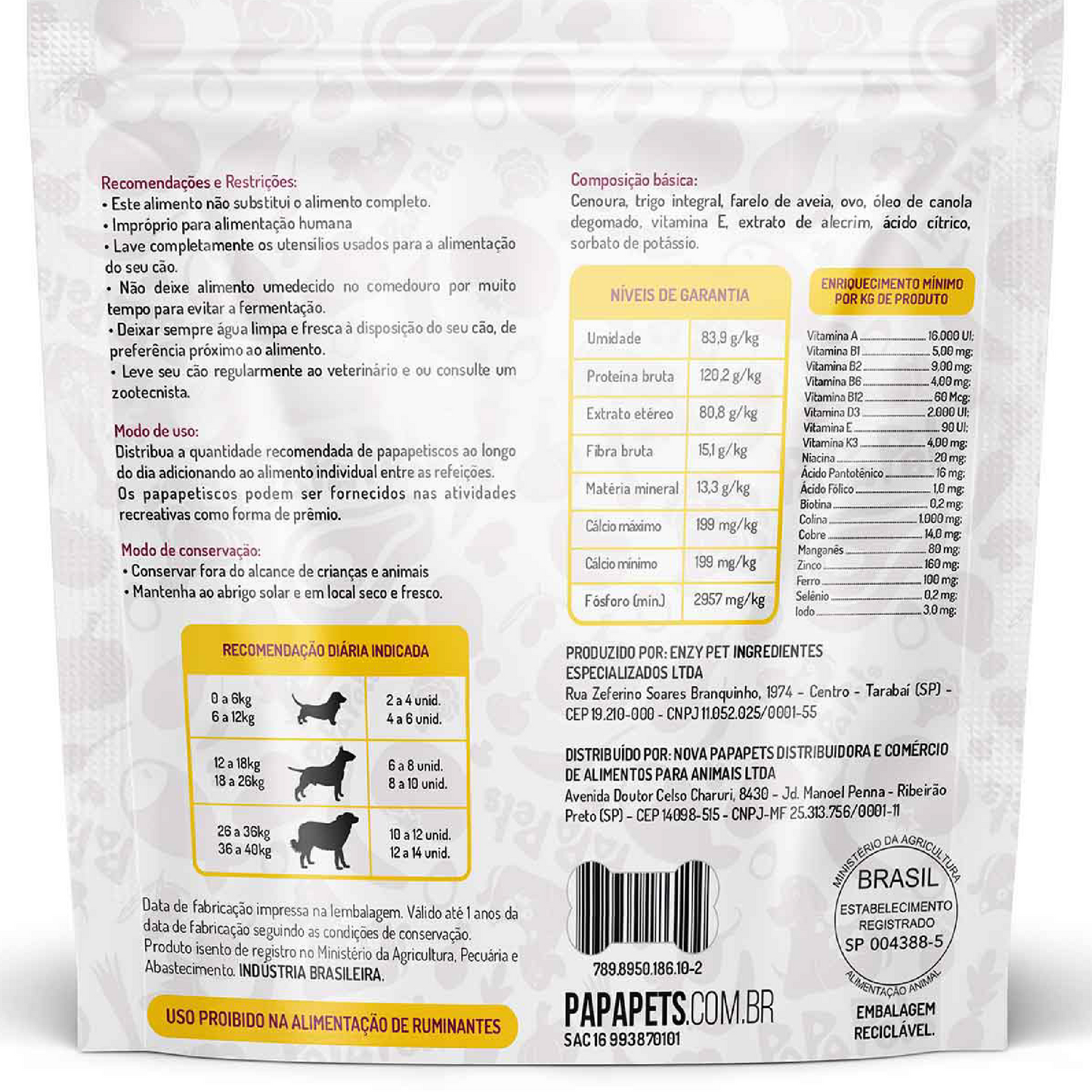 Papapets Papapetisco - Cenoura 150g