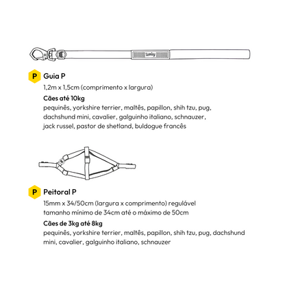 Kit Coleira Peitoral Woley Basicão M + Escolha sua Guia