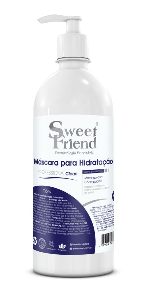 Máscara para Hidratação Sweet Friend Professional Clean - Morango com Champagne - Cães - 500mL