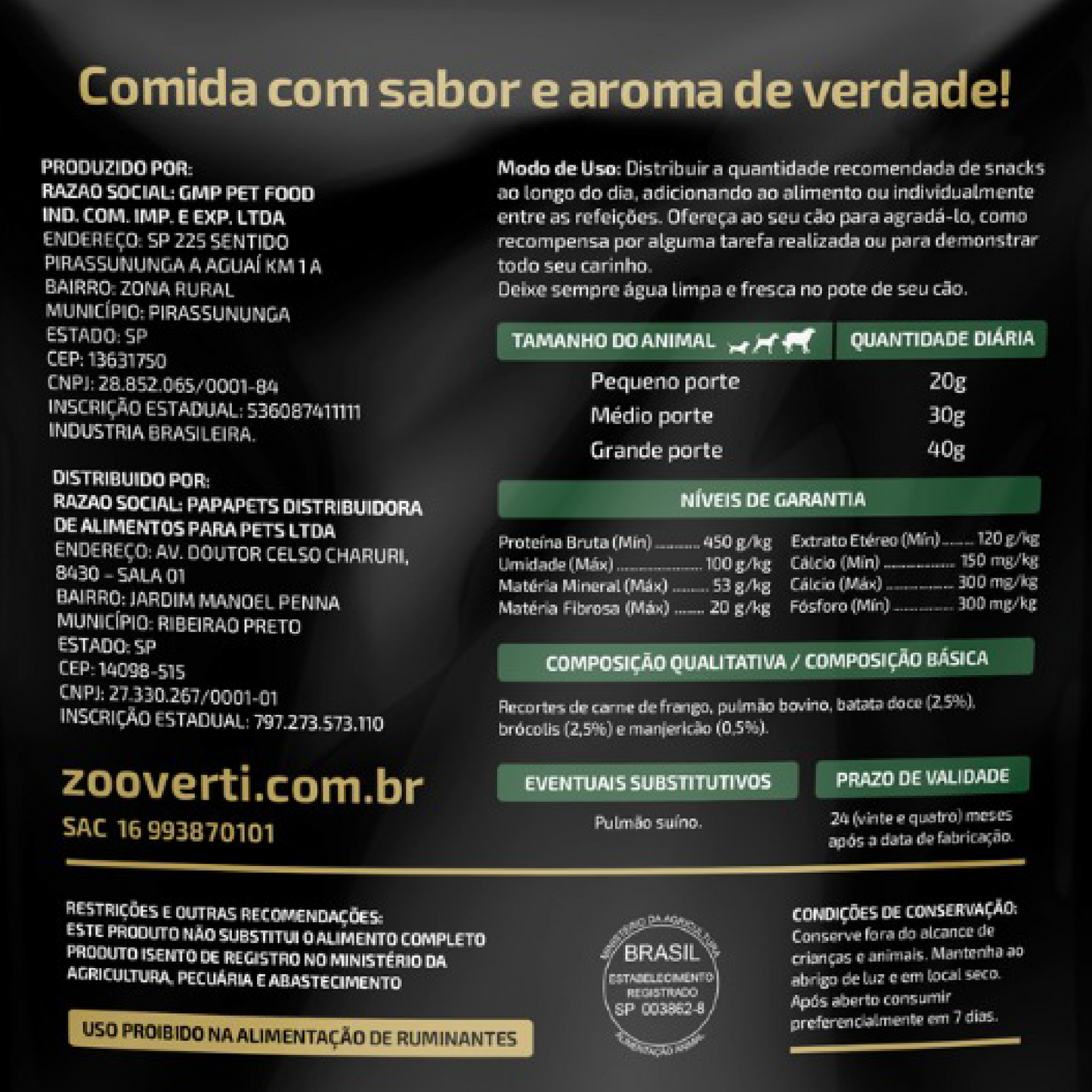 Zooverti Desidratado Frango Leve 100g