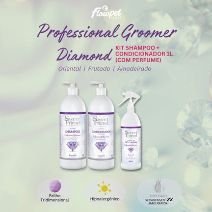 Kit Professional Groomer 1L Shampoo + Cond. Diamond Sweet Friend