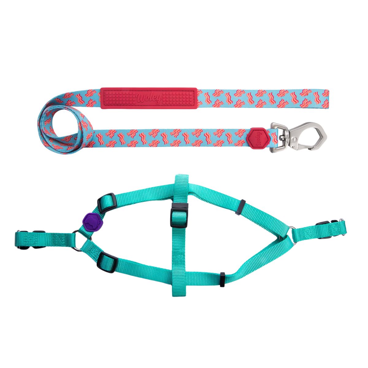 Kit Coleira Peitoral Woley Piscina M + Escolha sua Guia