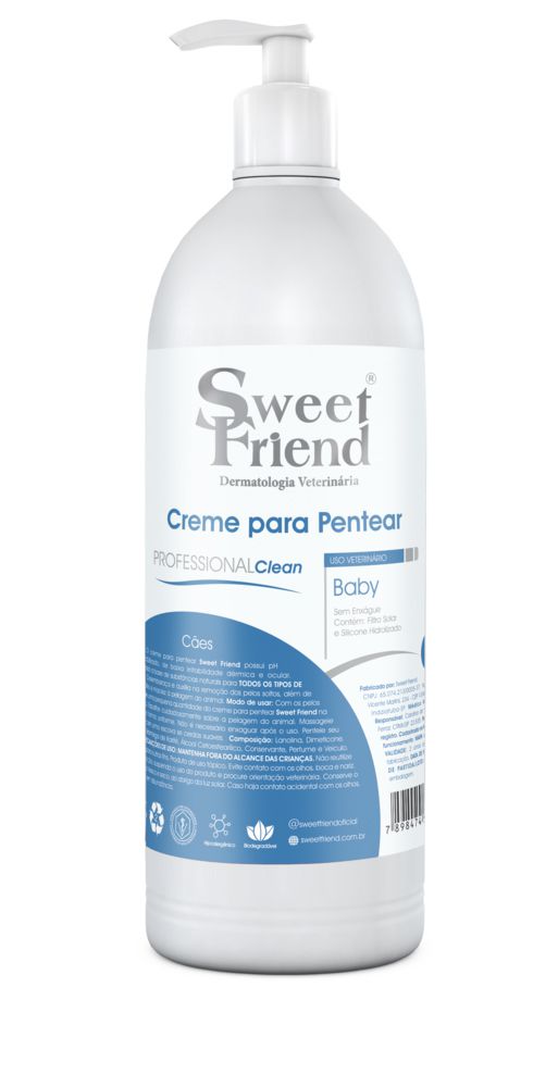 Creme para Pentear Sweet Friend Professional Clean - Baby - Cães - 1L