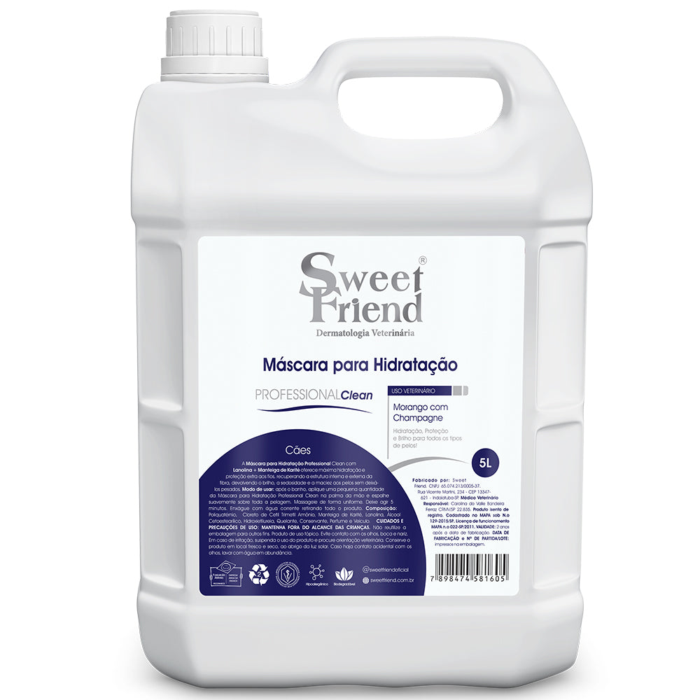 Máscara para Hidratação Sweet Friend Professional Clean - Morango com Champagne - Cães - 5L