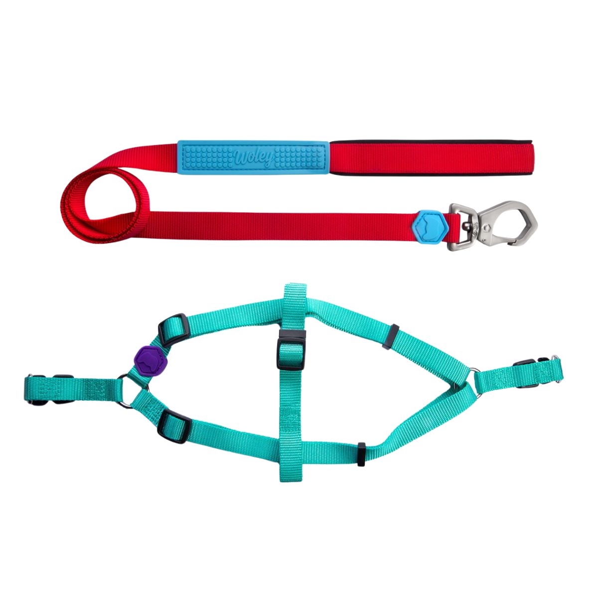 Kit Coleira Peitoral Woley Piscina M + Escolha sua Guia