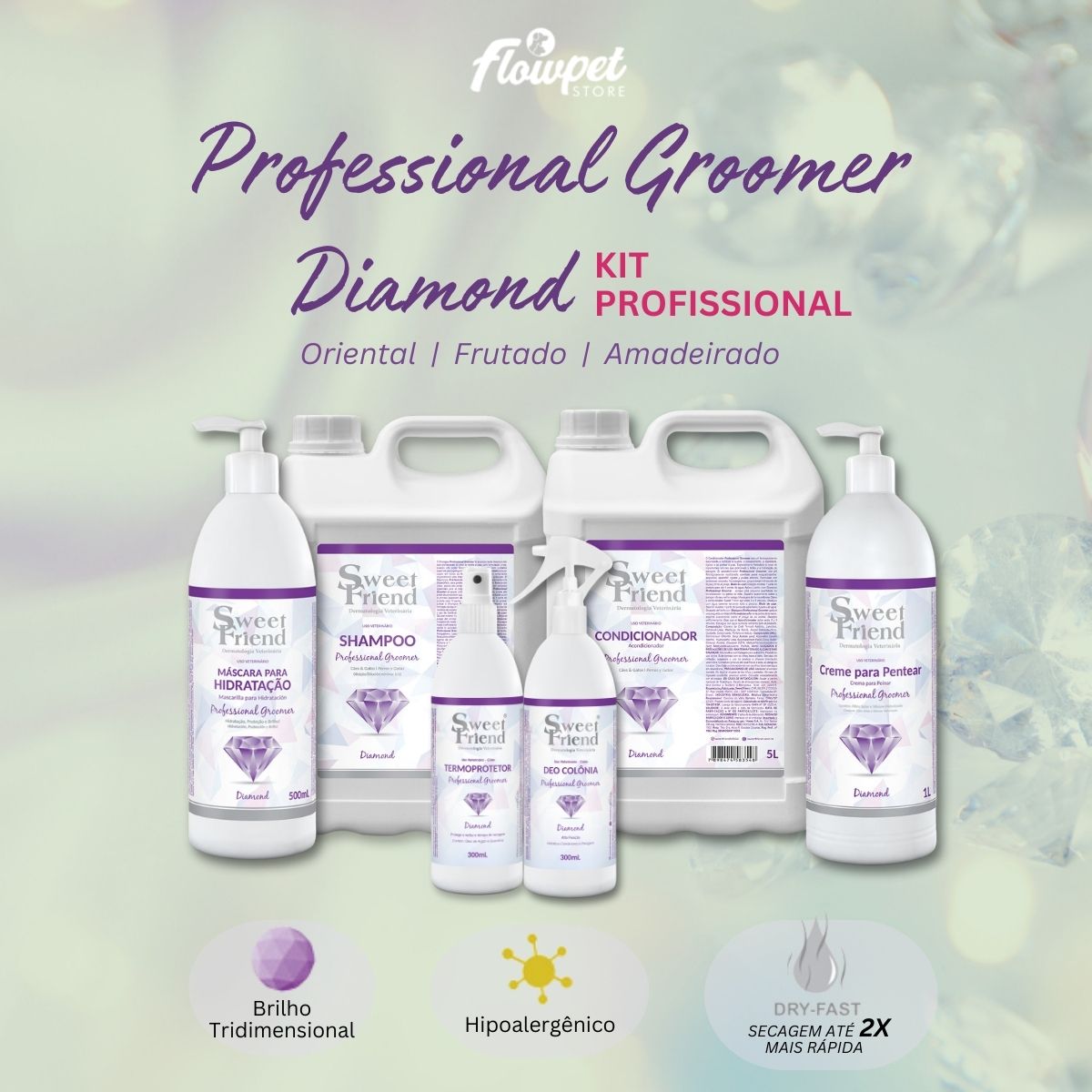 Kit Professional Groomer Diamond Completo Sweet Friend