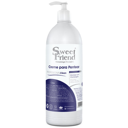 Creme para Pentear Sweet Friend Professional Clean - Morango com Champagne - Cães - 1L